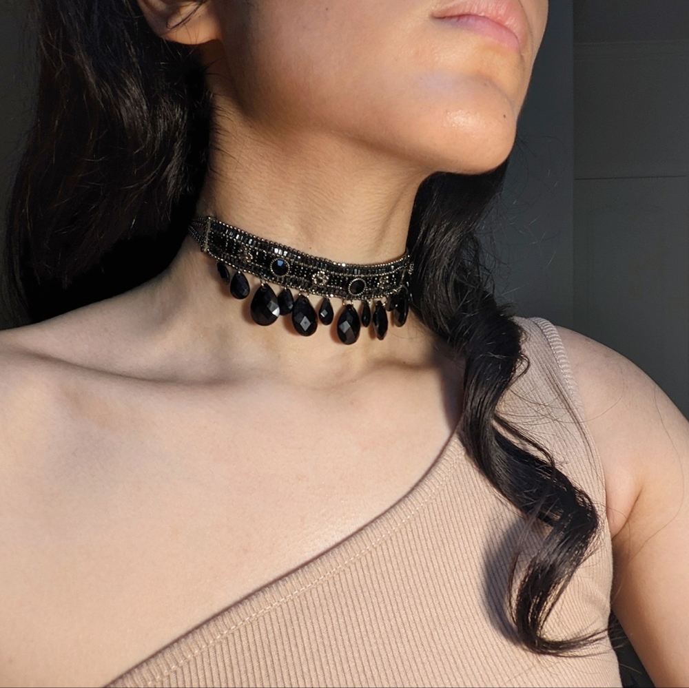 Liz Claiborne Beaded Choker, Black, NWOT